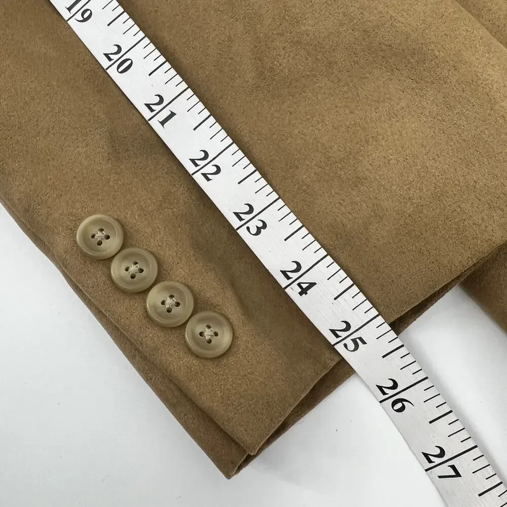 Lauren Ralph Lauren Faux Suede Sports Coat Blazer Mens 44R Tan Single Breasted